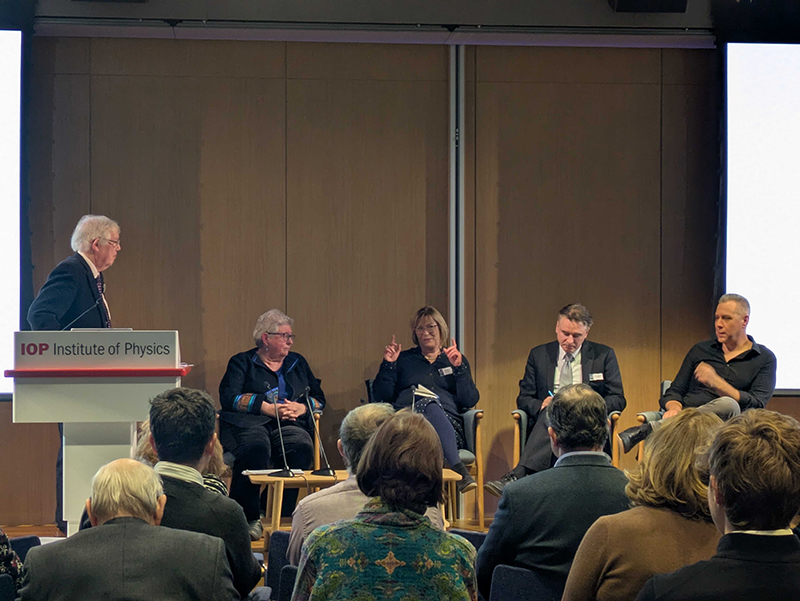 A photo of Chair, speaker and panellists from the 2024 Burntwood Lecture