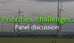 Wind turbines and tractor with overlaid text: "Green skills: Priorities, challenges and delivery, panel discussion © Kirill Gorlov | Adobe Stock"